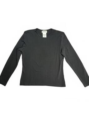 Casual Corner ANNEX Black Ribbed Crew Neck Top Size Small Minimalist Casual